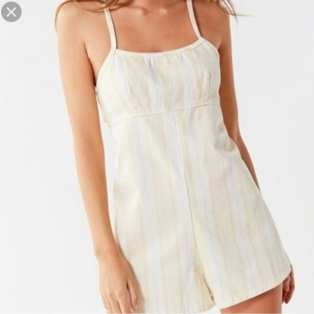 BDG Cream Striped Jumpsuit